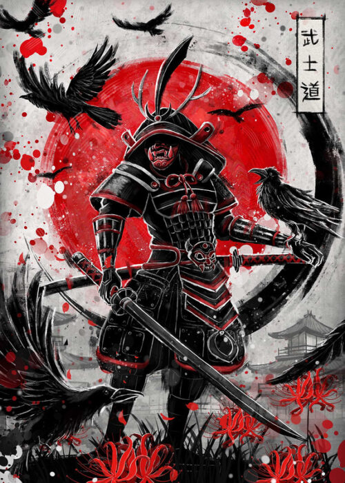Raven bushido samurai poster