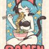 Retro Cat Girl Ramen Poster