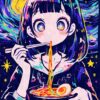 Starry Night Ramen Girl Poster