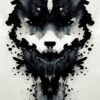 Wolf Black Watercolor Art Poster