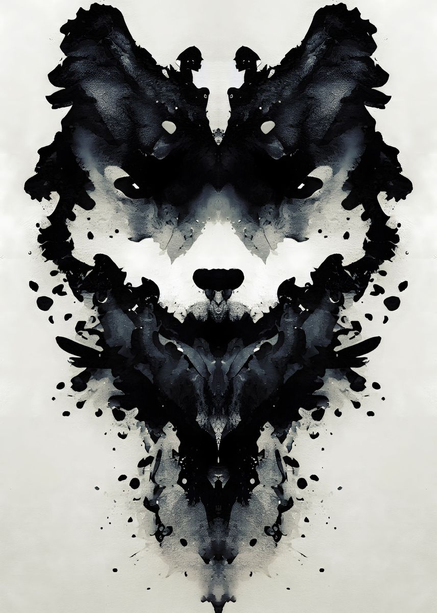 Wolf Black Watercolor Art Poster