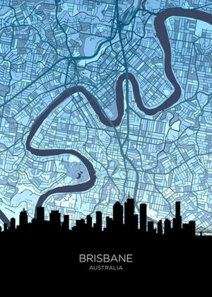 Brisbane skyline australia maps poster 4.jpg