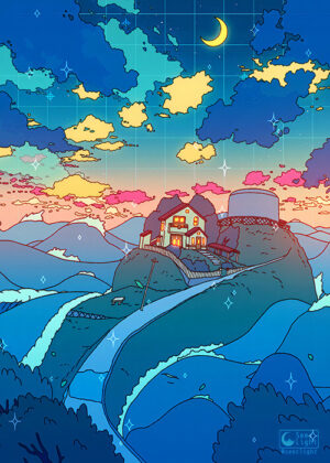 Cliff by the sea pop pastel poster.jpg