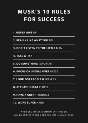 Elon musk 10 rules to success motivational quote poster.jpg