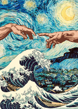 Hands of god starry nights kanagawa japanese poster.jpg