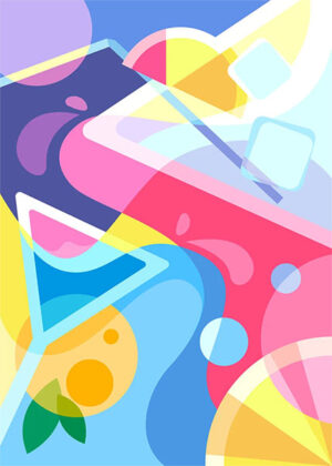 Illustration with two cocktails in abstract style poster.jpg