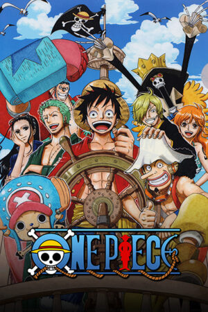 Luffy and the crew on the helm one piece poster 4.jpg
