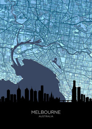 Melbourne skyline australia maps poster 4.jpg