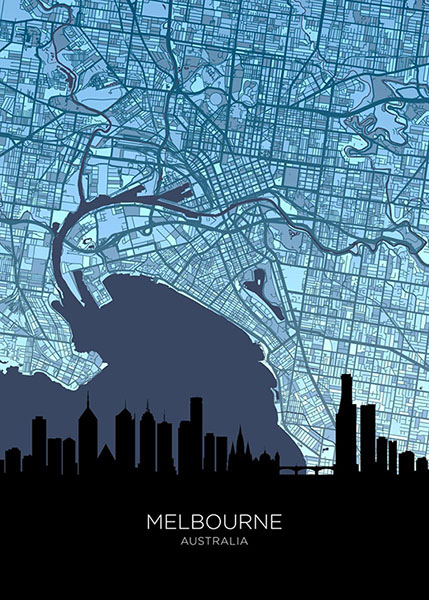 Melbourne skyline australia maps poster 4.jpg