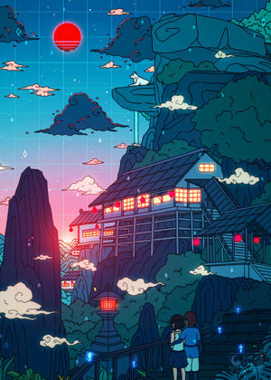 Mononoke sunset pop pastel poster.jpg