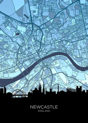 New castle skyline england maps poster 4.jpg
