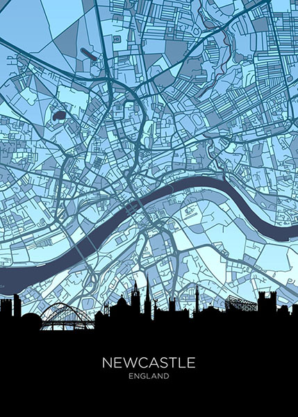 New castle skyline england maps poster 4.jpg