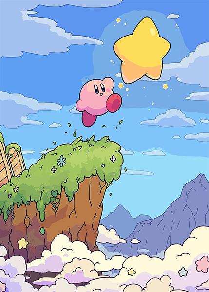 Nintendo kirby jumping to the star poster.jpg