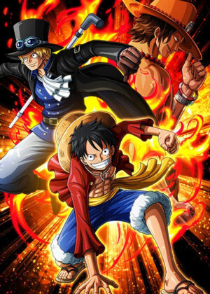 One piece luffy and sabo meetup in dress rosa poster.jpg
