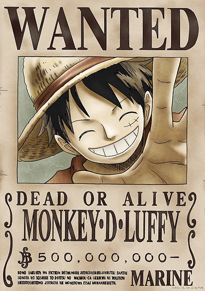 One piece wanted poster monkey d luffy poster.jpg