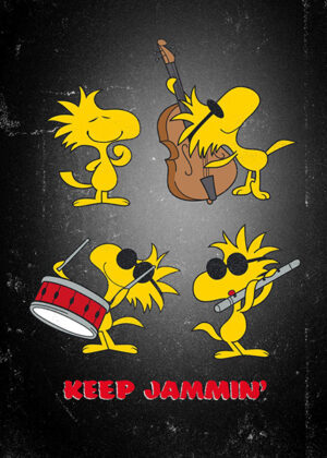 Peanuts keep jammin woodstock space poster.jpg