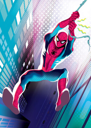 Spider man swinging in the city comic poster 4.jpg