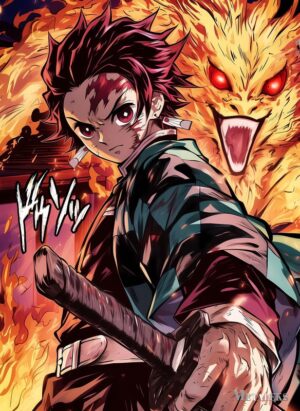Tanjiro flame dragon spirit anime manga poster.jpg