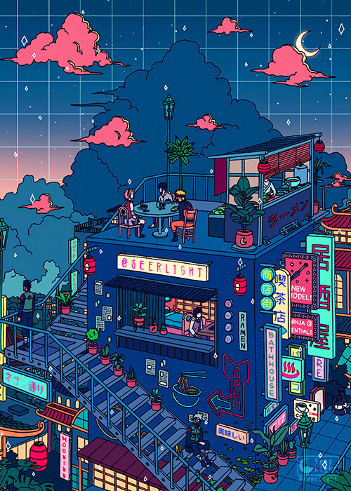 Village hidden in neon pop pastel poster.jpg