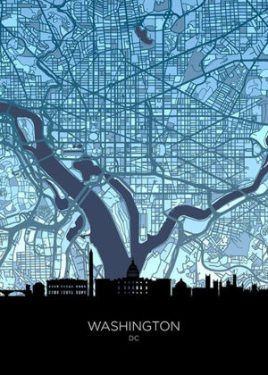 Washington dc skyline united states of america maps poster 3.jpg