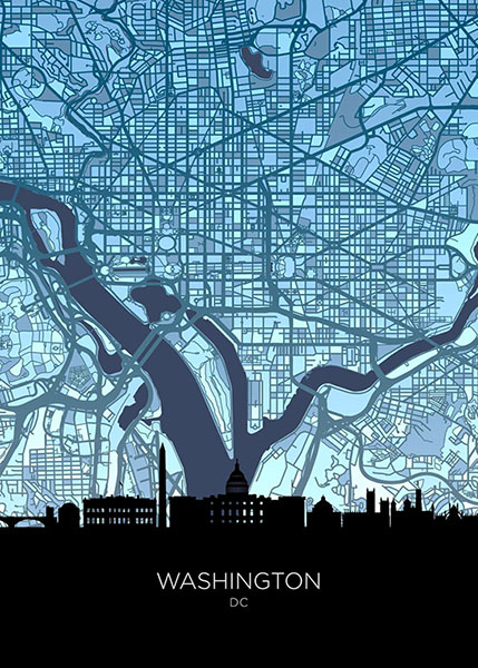 Washington dc skyline united states of america maps poster 3.jpg